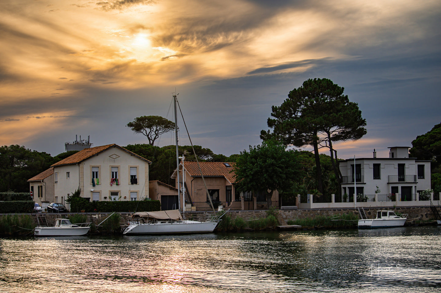 Sunset on river