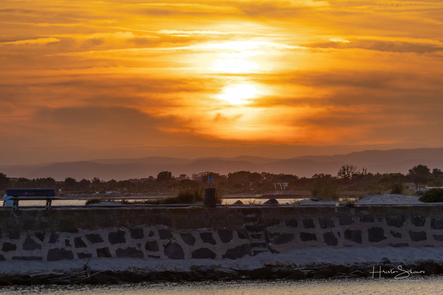 Sunset over sea coast