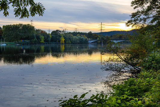 Autumn sunset over river